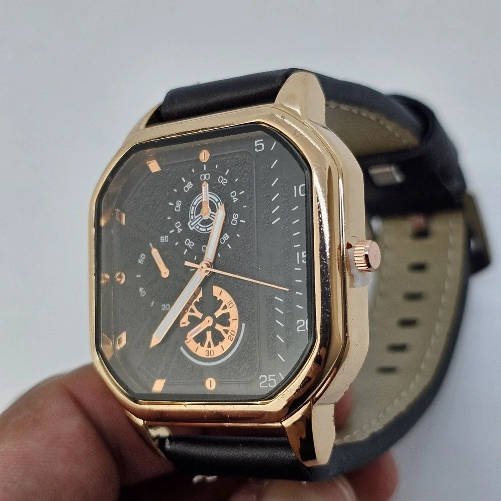 3PC‎ Men's Gift Set Fashion Watch Set Luxury Leather Bracelet and Necklace